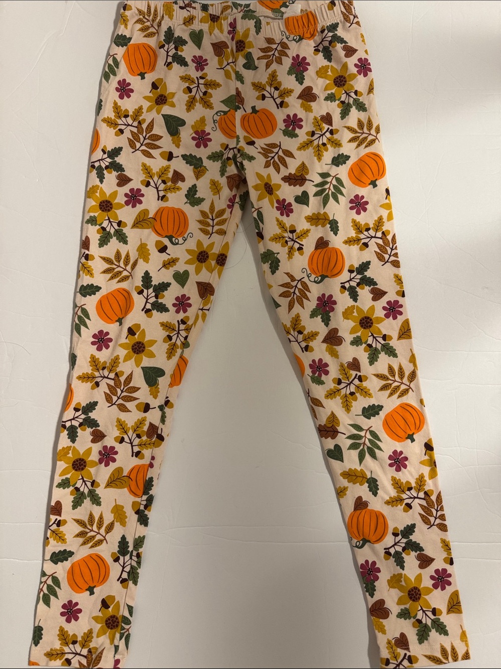 The Children's Place Cream Leggings with Orange Pumpkin & Autumn Floral Print